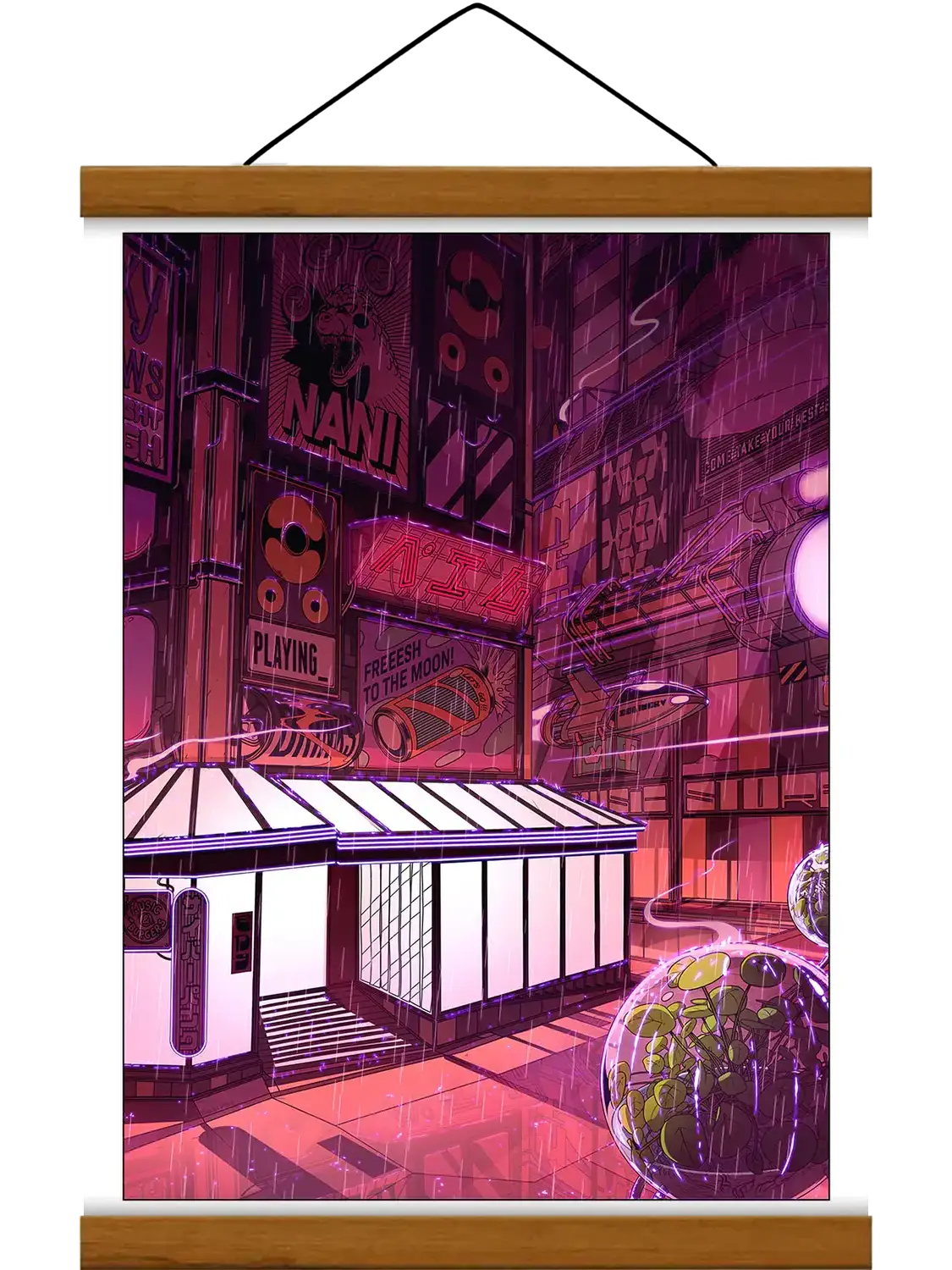 Devanture magasin japonais Neon Coffee, avec baguette