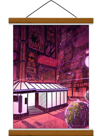 Devanture magasin japonais Neon Coffee, avec baguette