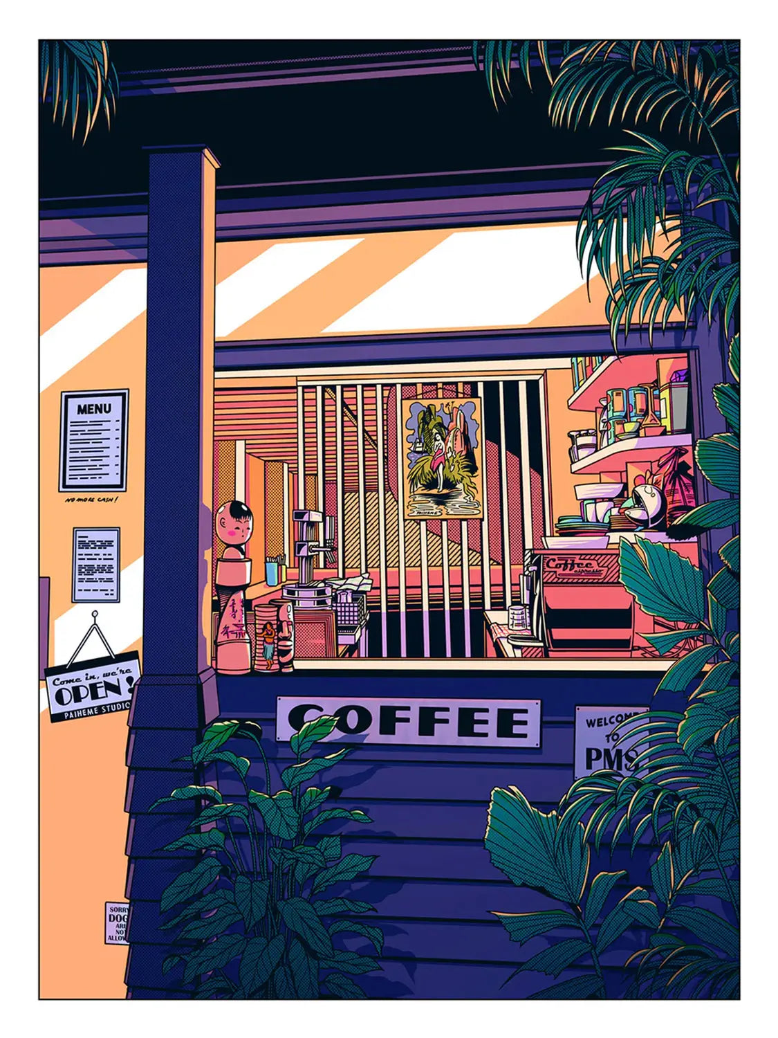 Devanture restaurant japonais Night Coffee, visuel complet