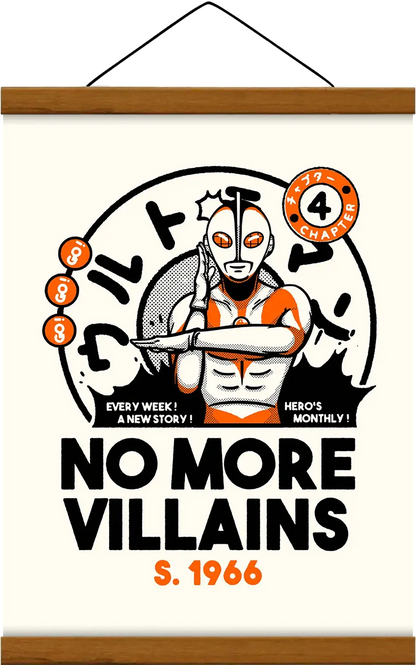Affiche japon No More Vilains, dans un cadre baguette japonais