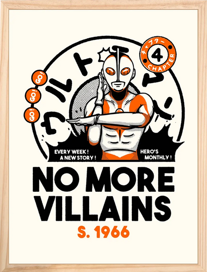 Affiche japon No More Vilains, encadrée