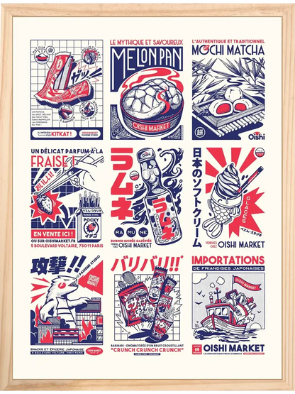 Affiche cuisine vintage Oishi Mix, encadrée