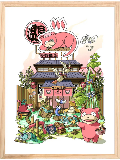 Pop culture prints Onsen Storefront, encadrée
