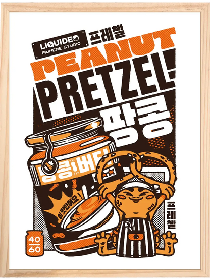 Affiche cuisine japonaise Peanut Pretzel, encadrée