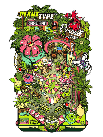 Pop culture art prints Pinball Forest, visuel complet