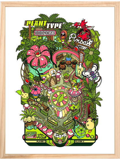 Pop culture art prints Pinball Forest, encadrée