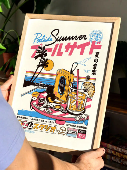 Affiche japonaise Poolside, mise en situation