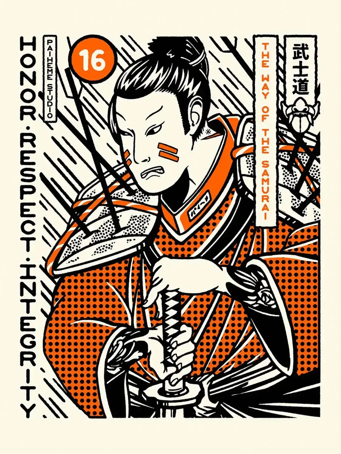 Affiche japon Samurai, visuel complet