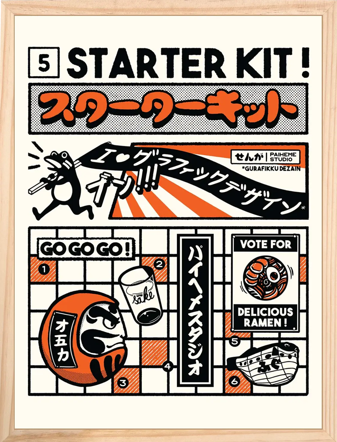 Affiche vintage Starter Kit, encadrée