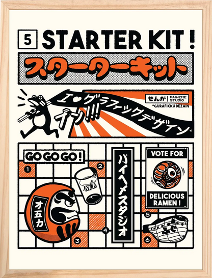 Affiche vintage Starter Kit, encadrée