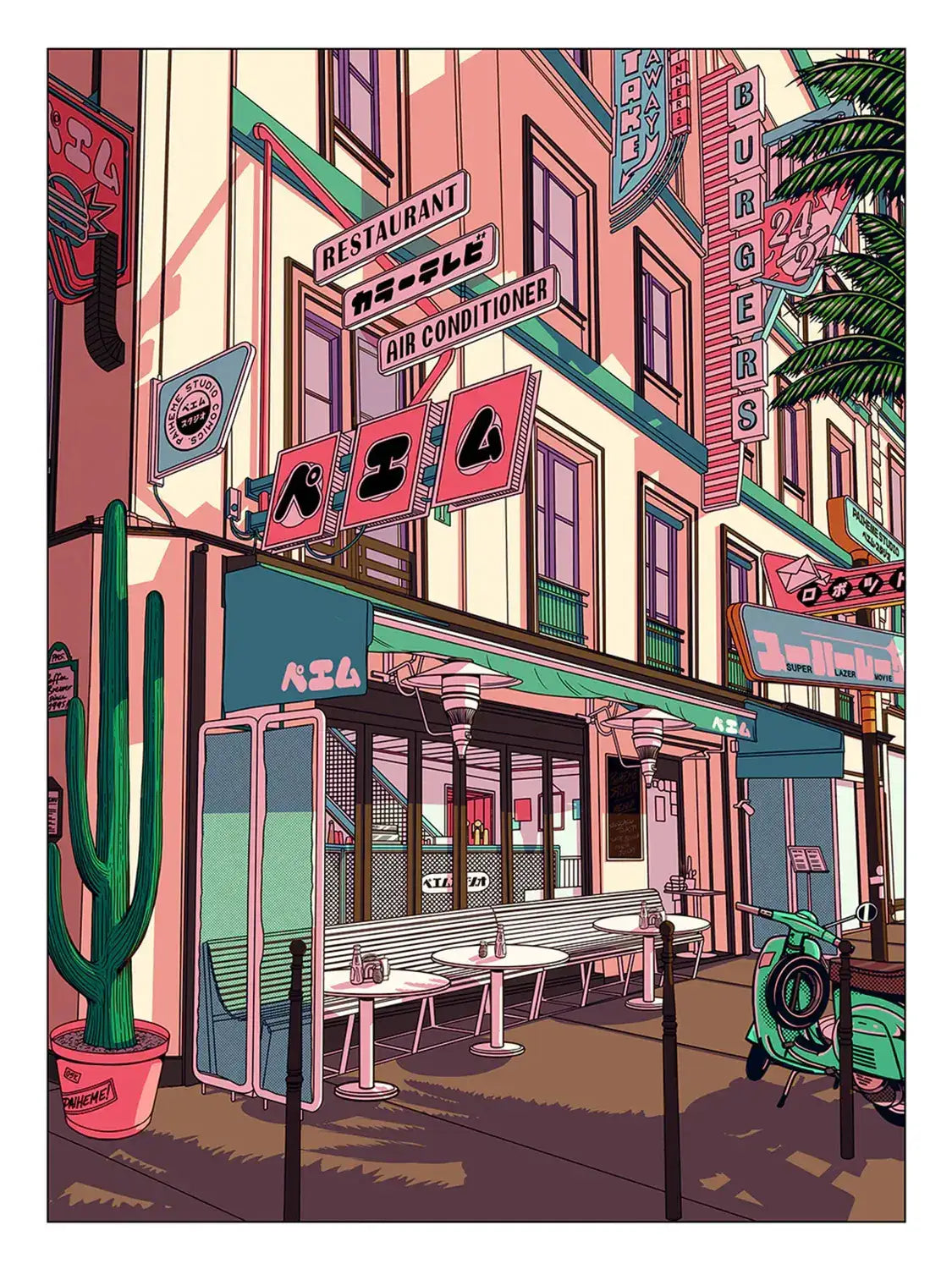 Devanture magasin japonais Sunset Coffee, visuel complet