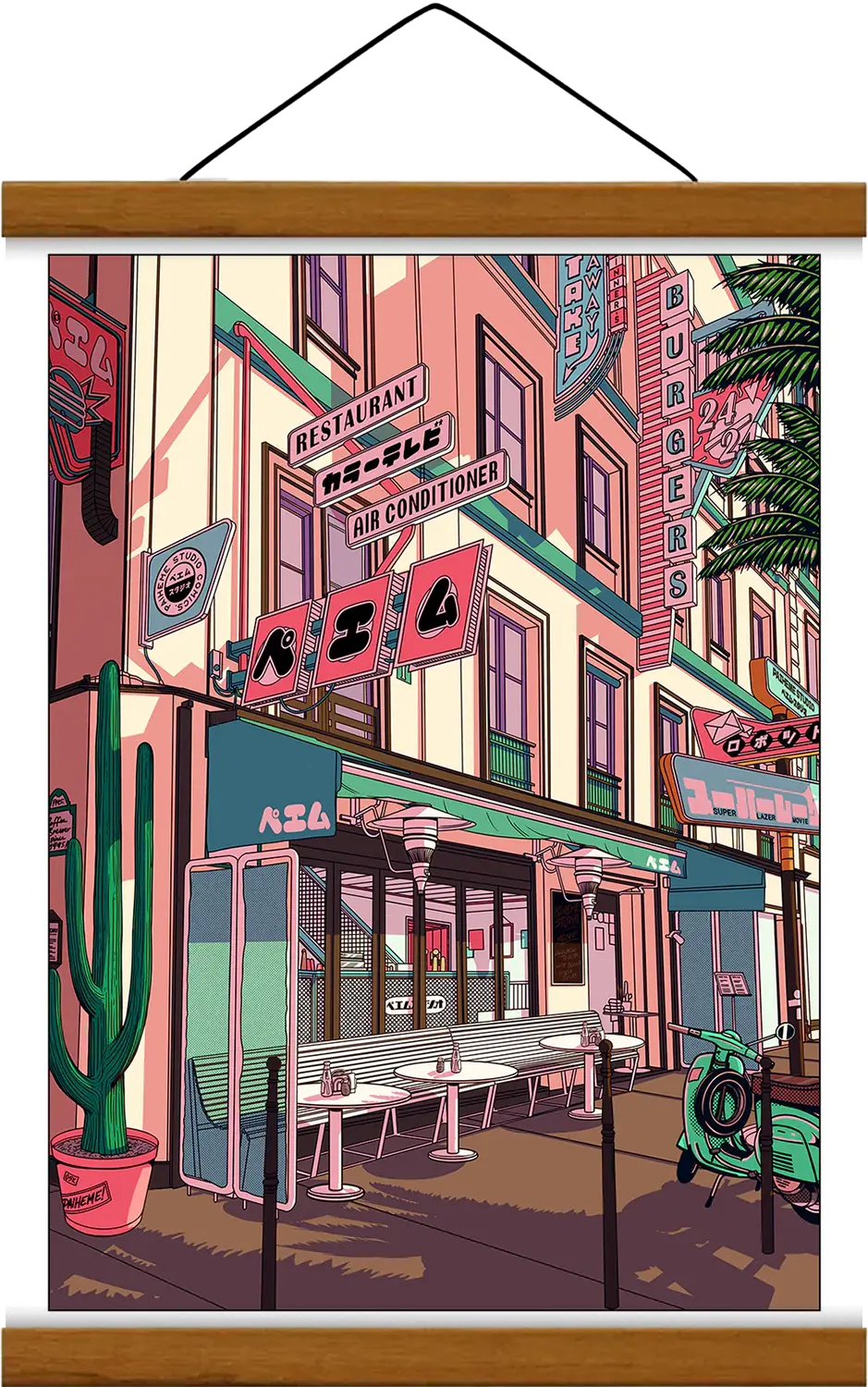 Devanture magasin japonais Sunset Coffee, détail