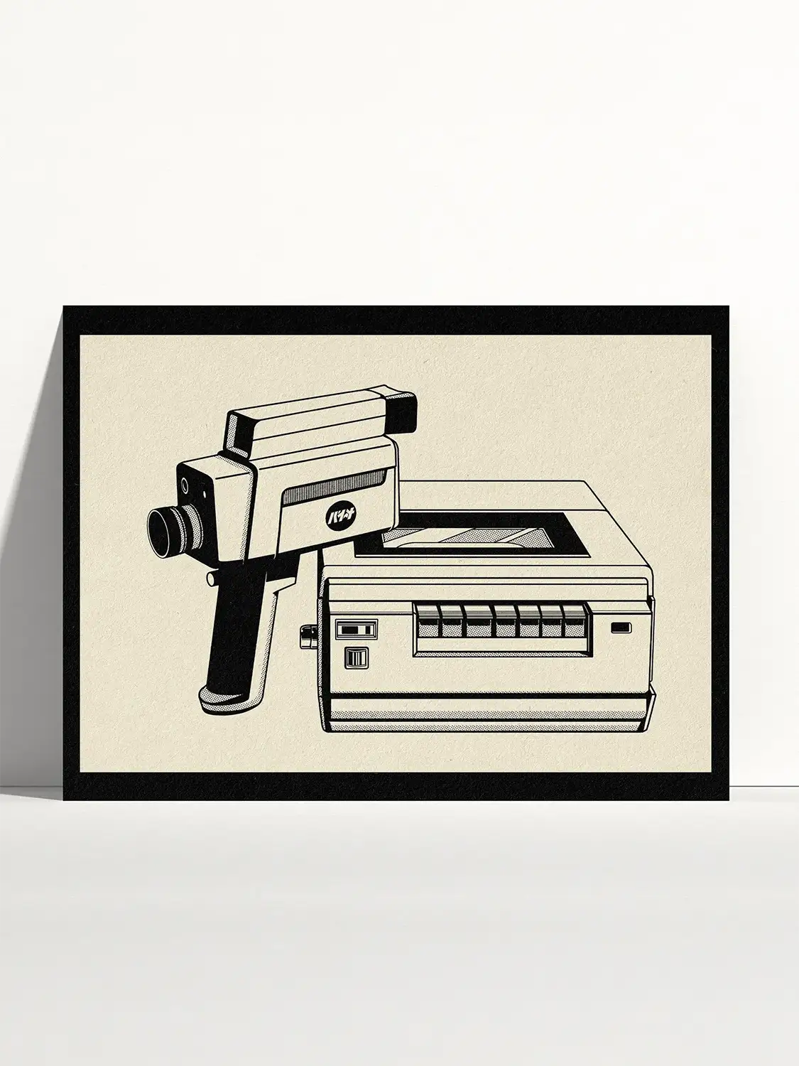Affiche vintage noir et blanc Super 8, visuel complet