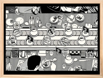 Affiche japonaise cuisine Sushi Bar, encadrée