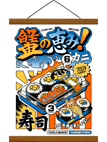 Affiche sushi crab