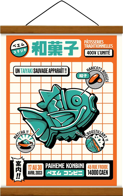 Affiche cuisine Taiyaki Konbini, encadrée