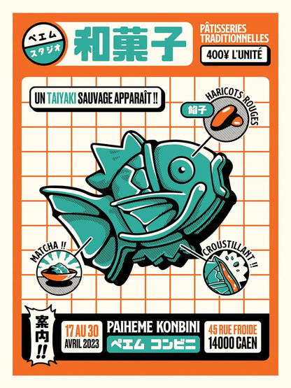 Affiche cuisine Taiyaki Konbini, visuel complet
