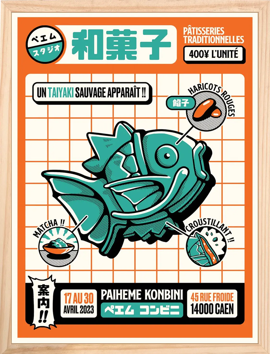 Affiche cuisine Taiyaki Konbini, mise en situation