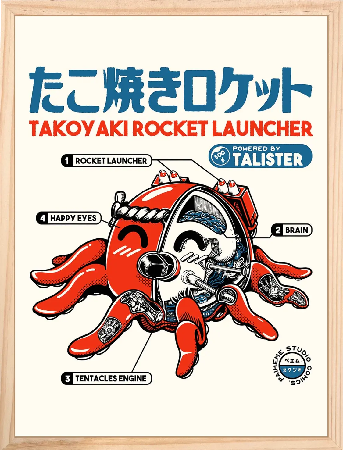 Affiche japon Takoyaki Rocket, encadrée