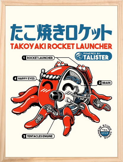 Affiche japon Takoyaki Rocket, encadrée