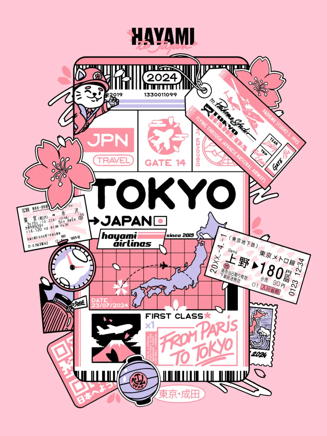 Affiche vintage japonaise Tokyo Ticket, visuel complet