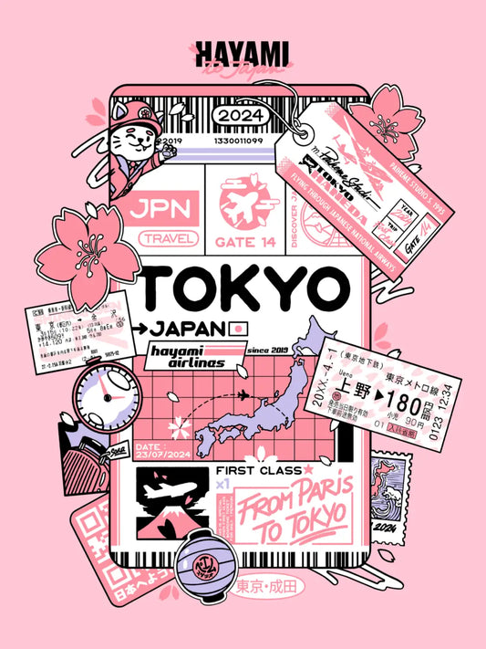 Affiche vintage japonaise Tokyo Ticket, visuel complet