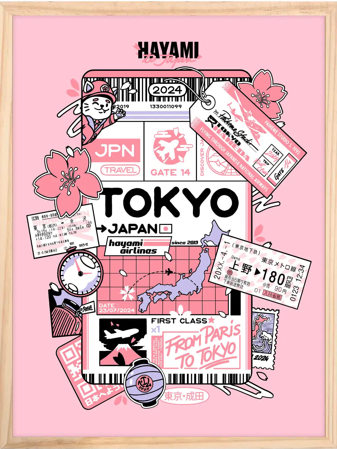 Affiche vintage japonaise Tokyo Ticket, détail