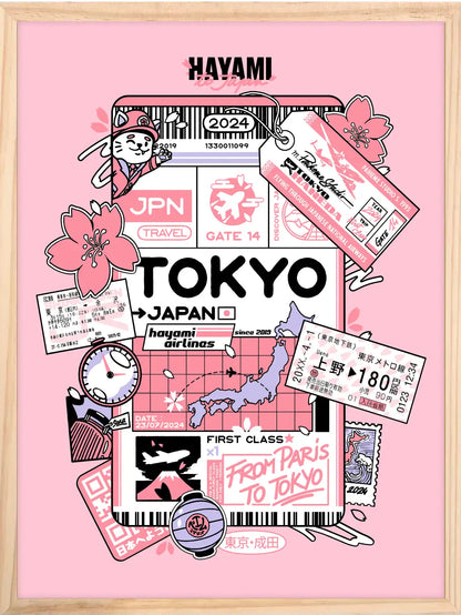 Affiche vintage japonaise Tokyo Ticket, détail