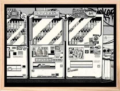 Poster cuisine Vending Machine, encadré