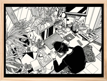 Affiche déco bureau Workspace, encadrée