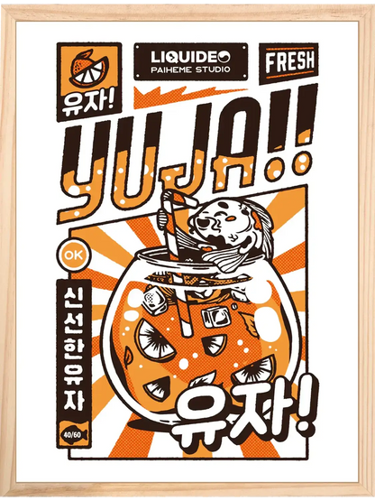 Affiche cuisine japonaise Yuja, encadrée