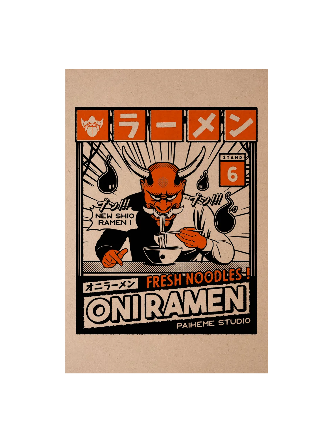 Carte postale japon Oni Ramen