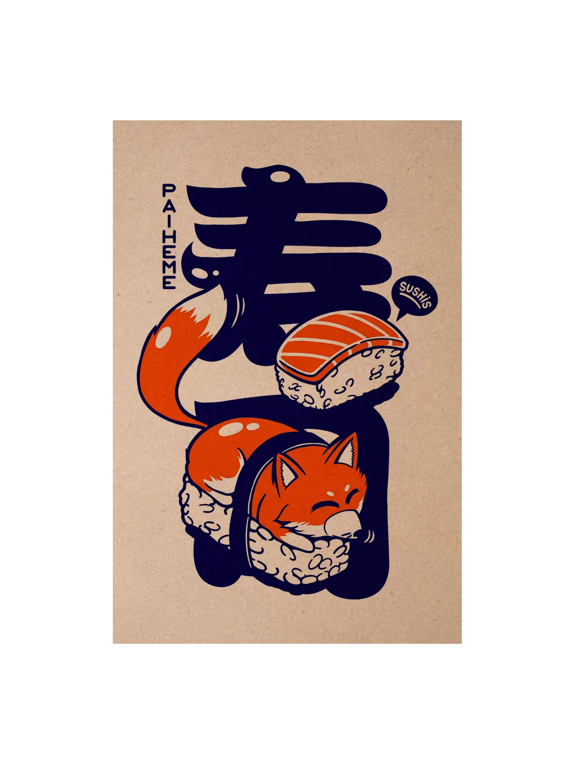 Carte postale japon Sushi Fox