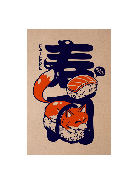 Carte postale japon Sushi Fox