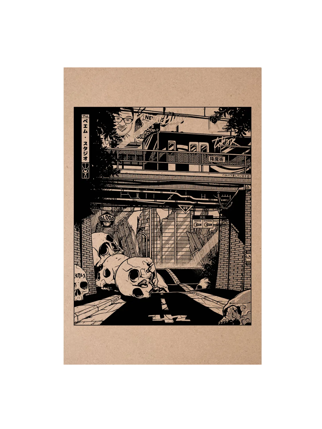 Carte postale japon Tokyo Skull