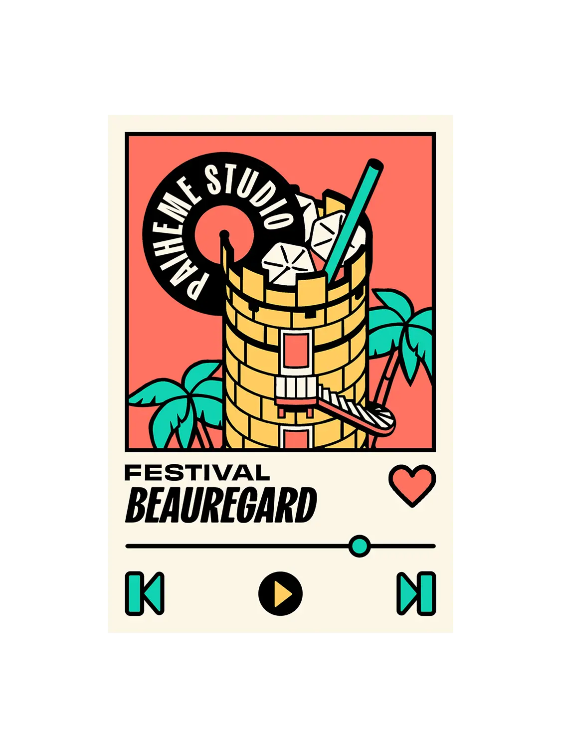 Carte postale Polaroid Tour Festival Beauregard, visuel complet