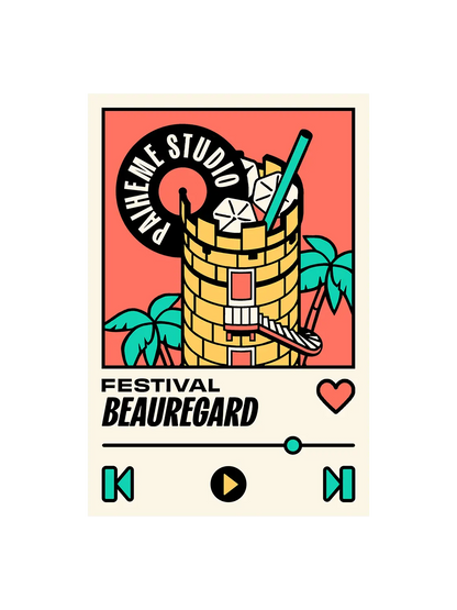 Carte postale Polaroid Tour Festival Beauregard, visuel complet