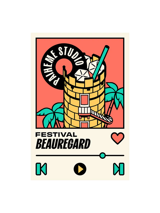 Carte postale Polaroid Tour Festival Beauregard, visuel complet