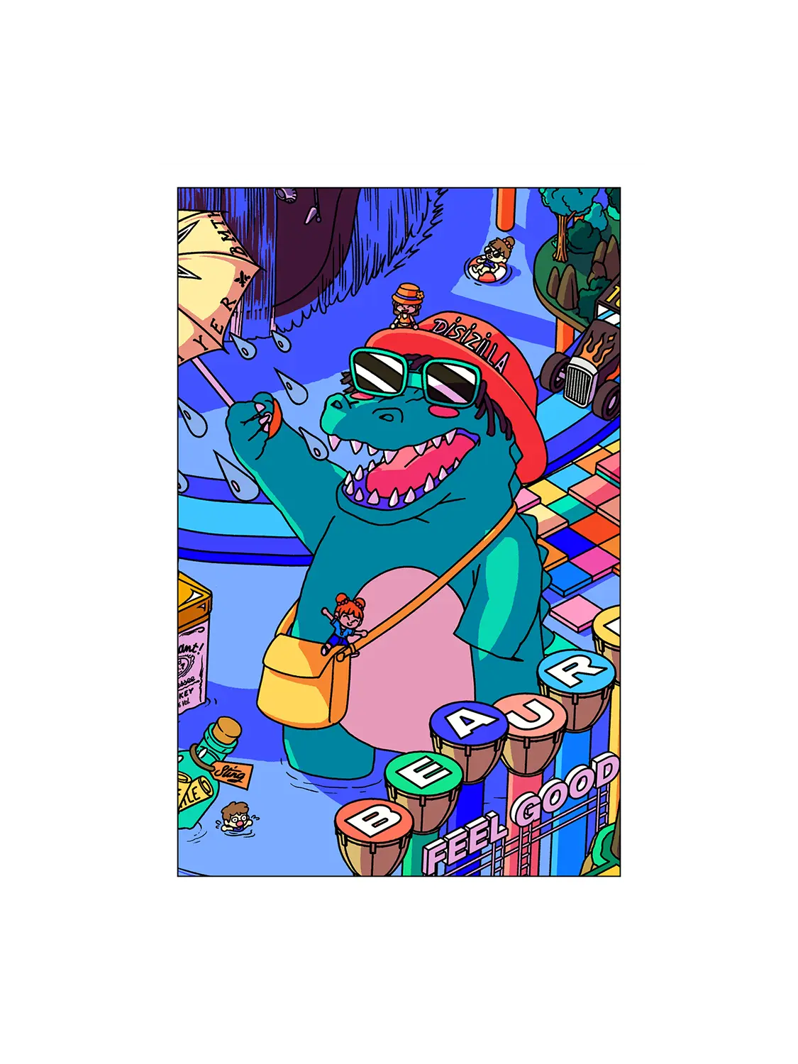 Carte postale Dino Festival Beauregard, visuel complet