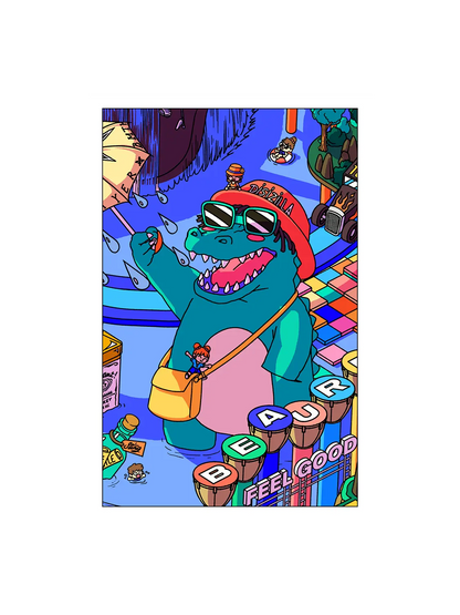 Carte postale Dino Festival Beauregard, visuel complet