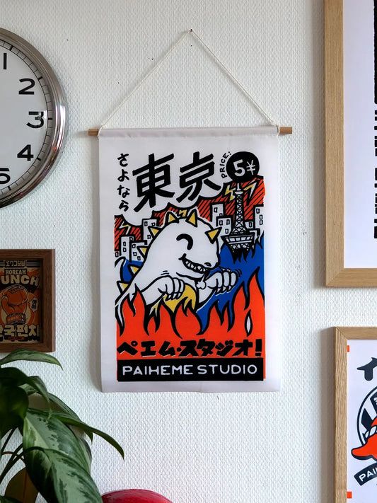 Drapeau Kaiju Attack, fanion illustré