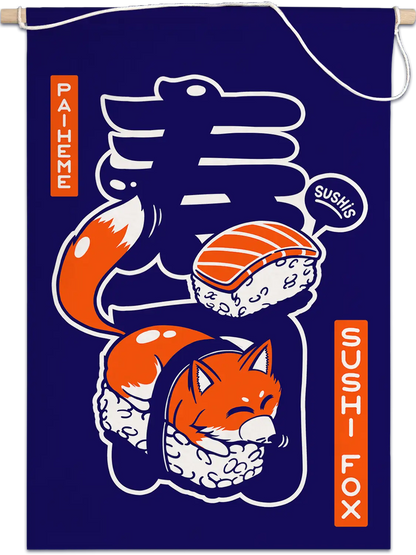 Drapeau Sushifox, fanion illustré