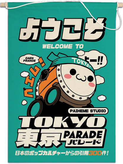 Drapeau Tokyo Parade, fanion illustré