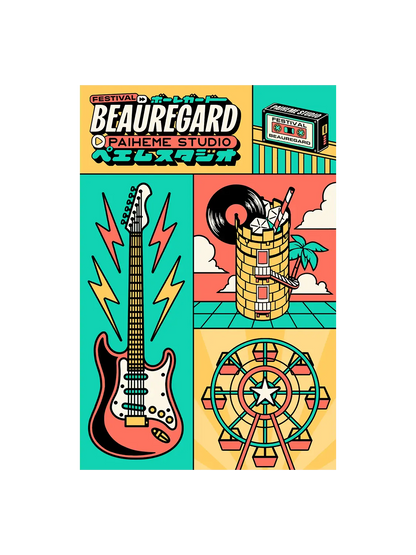Carte postale Cases Festival Beauregard, visuel complet