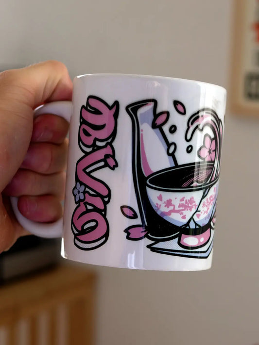 Mug motif japonais Sake, illustration vintage