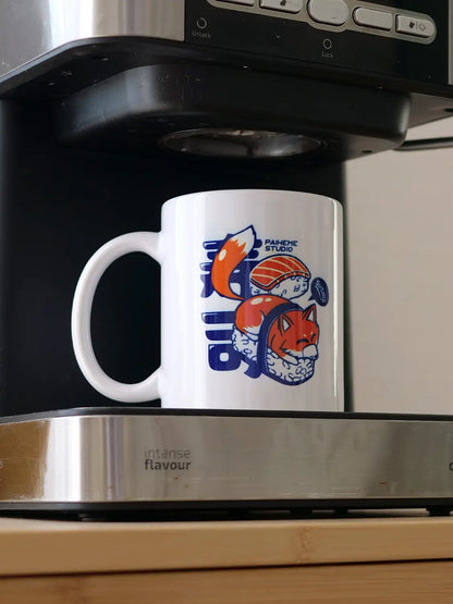 Mug style japonais Sushifox, illustration vintage