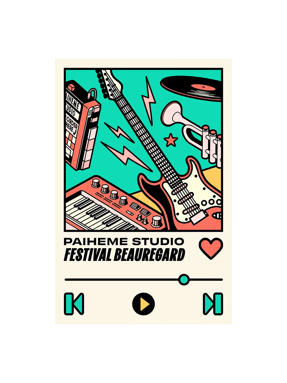 Carte postale Polaroid Instruments Festival Beauregard, visuel complet