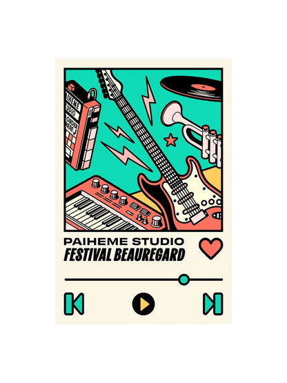 Carte postale Polaroid Instruments Festival Beauregard, visuel complet