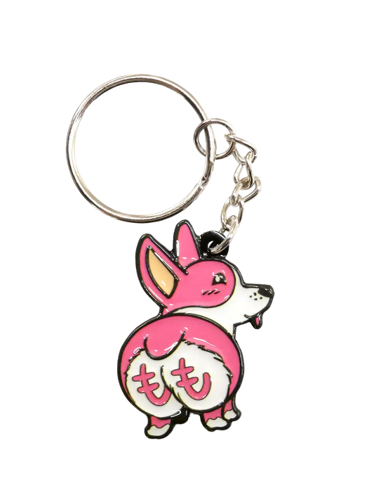Porte-clés japonais Corgi émaillé, illustration vintage kawaii