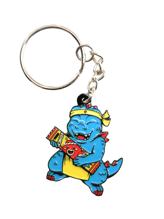 Porte-clés japonais Kaiju Chief émaillé, illustration vintage